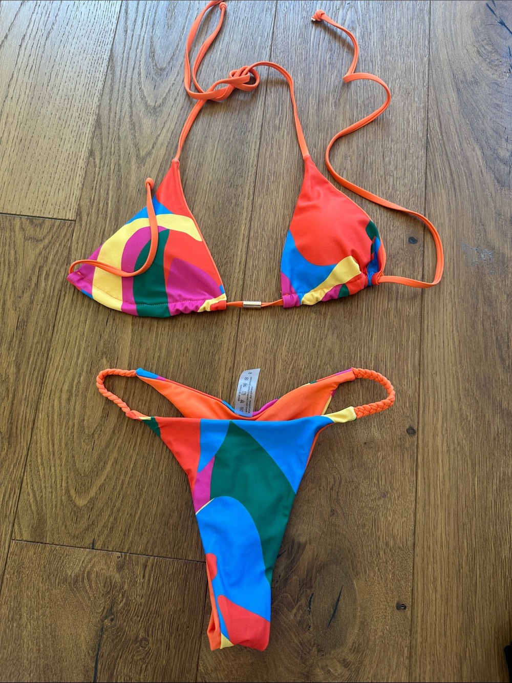 Colorful Abstract Triangle Bikini Set - Orange Multi